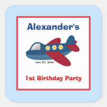 Airplane Square Favour Stickers (6 Large)