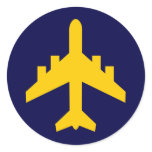 Airplane Symbol in Circle Round Stickers