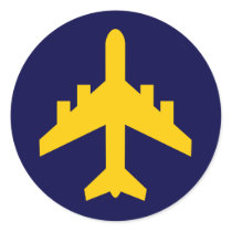 Airplane Symbol in Circle Round Stickers