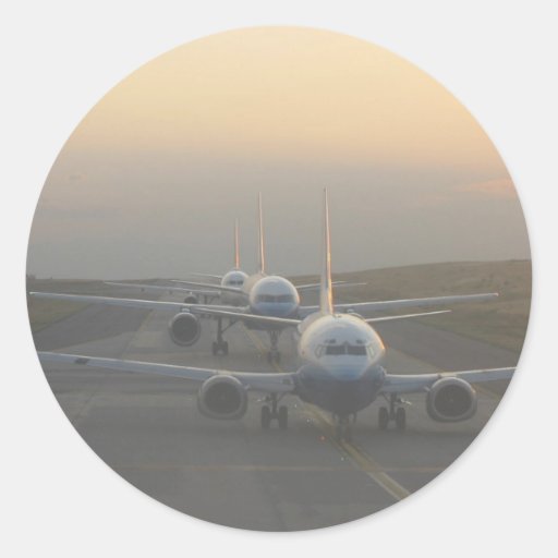 Airplanes on a Runway Stickers