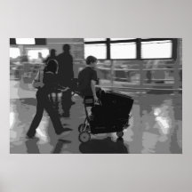 Airport Departure B&W Poster