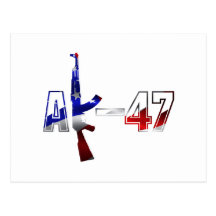 AK-47 AKM Assault Rifle Logo Red White And Blue.pn Post Card