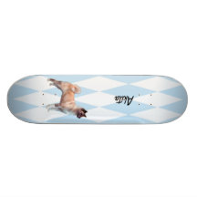 Akita - Blue w/ White Diamonds Design Skate Board Deck