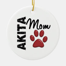 Akita Mom 2 Christmas Ornament