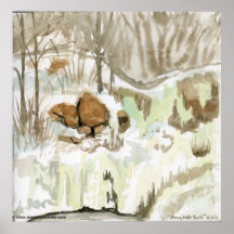 "Akron Falls in Winter" landscape Poster