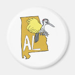 Alabama AL Map & Yellowhammer Woodpecker Cartoon Refrigerator Magnets