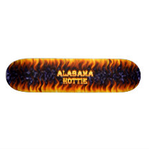 Alabama Hottie fire and flames blue marble. Skateboard Deck