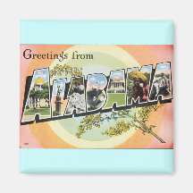 Alabama - Vintage Alabama Travel Refrigerator Magnets