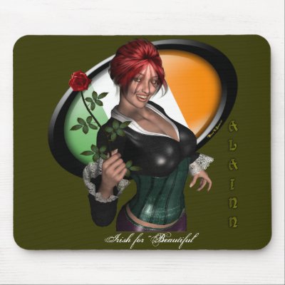 "Alainn" Irish Redhead Sexy Pinup Ireland Mousepad by sexyshirts2