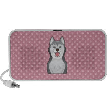 Alakan Malamute Cartoon Portrait Portable Speakers