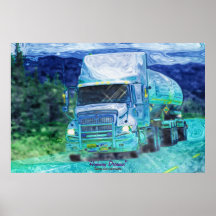Alaska Highway Cargo Truck Transport Art Poster
