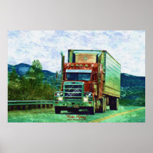 Alaska Highway Cargo Truck Transport Art Poster
