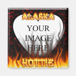 Alaska hottie fire and flames red marble refrigerator magnets