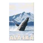 AlaskaHumpback Whale Vintage Travel Poster Stretched Canvas Prints