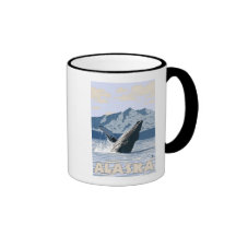 AlaskaHumpback Whale Vintage Travel Poster Coffee Mugs