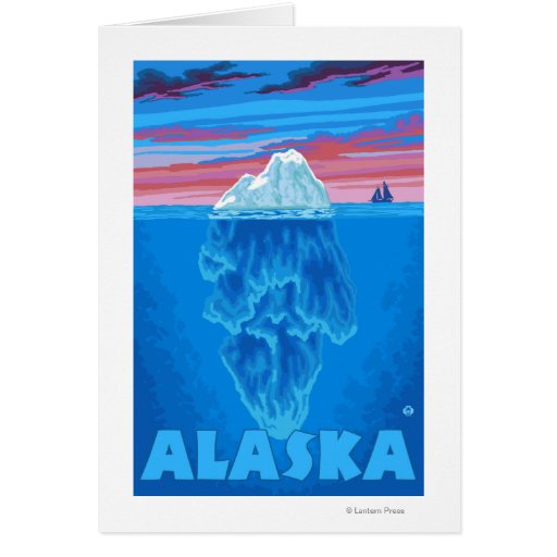 AlaskaIceberg Vintage Travel Poster Card