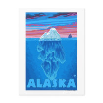 AlaskaIceberg Vintage Travel Poster Post Card