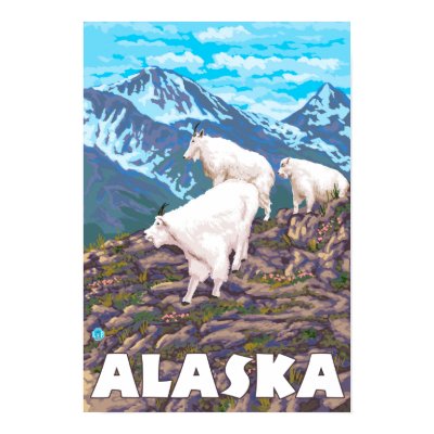 AlaskaMountain Goats Vintage Travel Poster by LanternPress