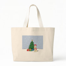 Alaskan Malamute and Christmas Tree Tote Bag