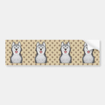 Alaskan Malamute Cartoon Portrait Bumper Sticker