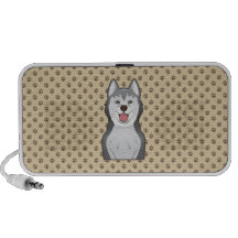 Alaskan Malamute Cartoon Portrait Portable Speaker