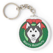 Alaskan Malamute Christmas Key Chains