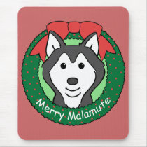 Alaskan Malamute Christmas Mouse Pads