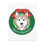 Alaskan Malamute Christmas Post Card