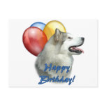 Alaskan Malamute Happy Birthday Balloons postcards