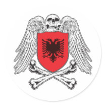 Albania Crossbones Round Sticker