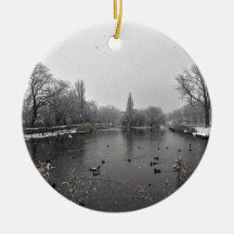 Albert Pond in the Snow Ornaments
