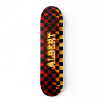 Albert skateboard fire and flames design.