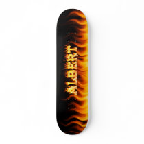 Albert skateboard fire and flames design
