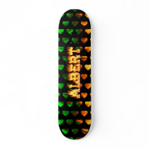 Albert skateboard fire and flames design.