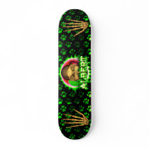 Albert skull green fire Skatersollie skateboard