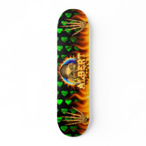 Albert skull real fire and flames skateboard desig