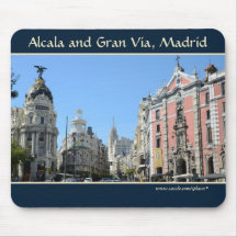 Alcala and Gran Via Street, Madrid Mousepad