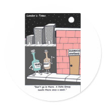 Alcohol Hate Group Funny Tees Mugs Cards Gifts Etc Round Sticker