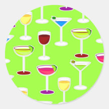 Alcoholic Beverages Cocktail Party Print - Green Sticker