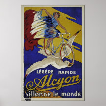 Alcyon fait un cycle - reproduction de qualité - n posters