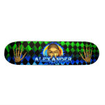 Alexander skull blue fire and flames skateboard de