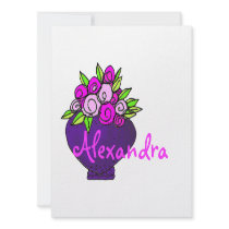 Alexandra Floral Bouquet Flat Personalized Note Ca Custom Announcement