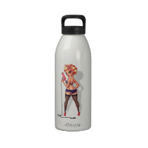 Alexis Dean - Pinup Model with a Hair Dryer Drinking Bottles