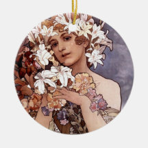 Alfons Mucha: Flower Christmas Ornament
