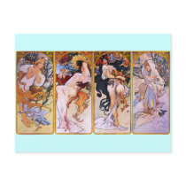Alfons Mucha ~ The four seasons Postcards
