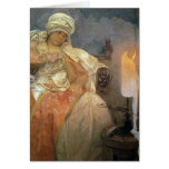 Alfons Mucha ~ Women with Burning Candle Greeting Cards