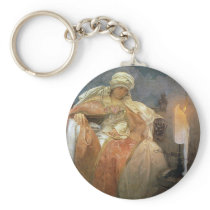 Alfons Mucha ~ Women with Burning Candle Keychain