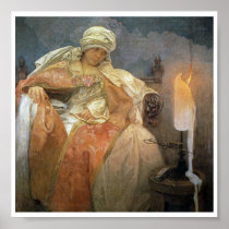 Alfons Mucha ~ Women with Burning Candle Print