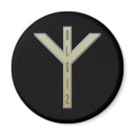 Algiz Rune gold Fridge Magnets