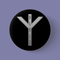 Algiz Rune grey buttons